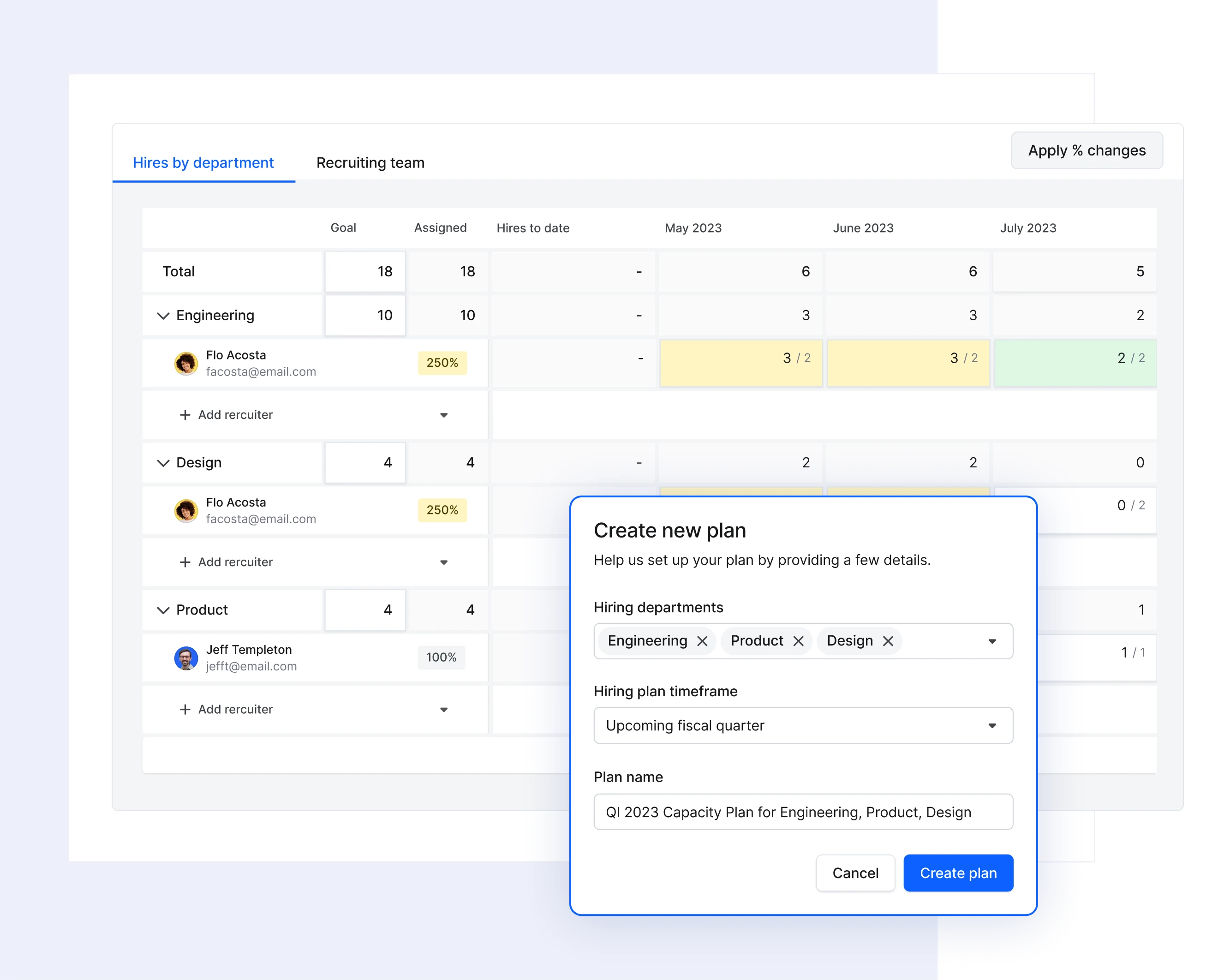 Capacity Planner Create Plan