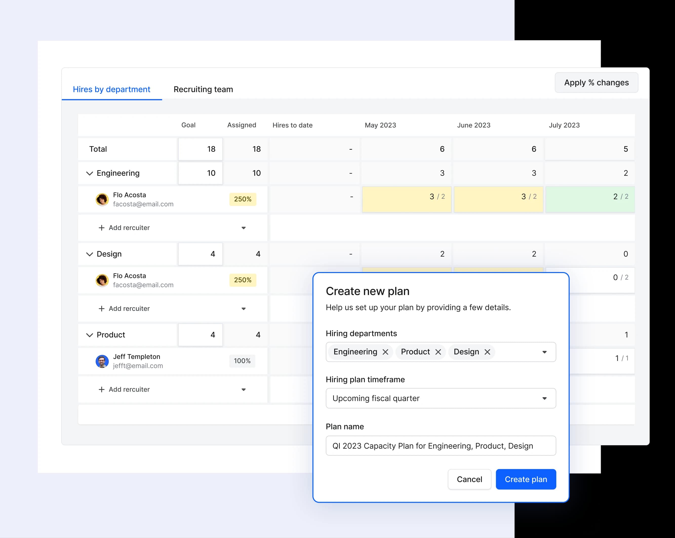 Capacity Planner Create Plan